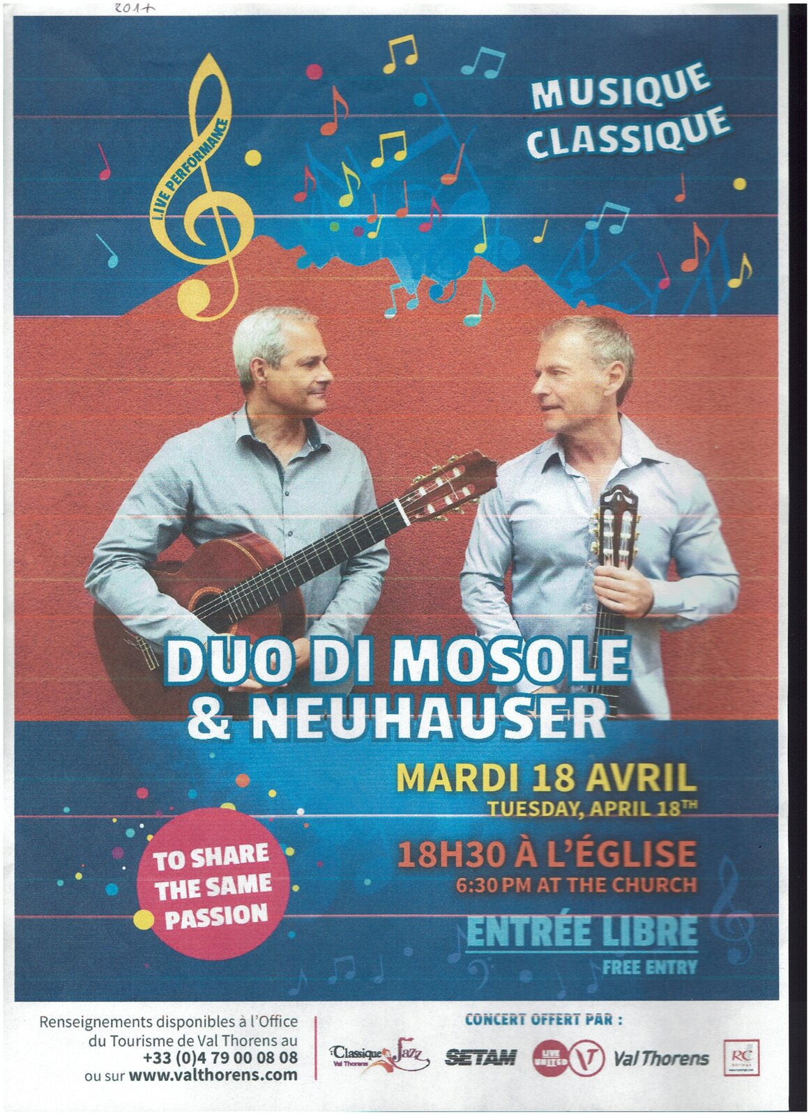 Affiche du concert du Duo Di Mosole–Neuhauser à Val Thorens